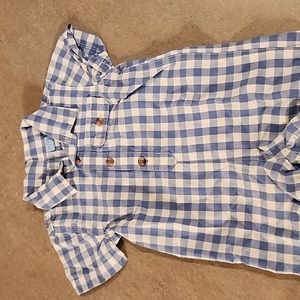 PLACE Light Denim Blue and White Check One Piece Romper Size 9-12 months